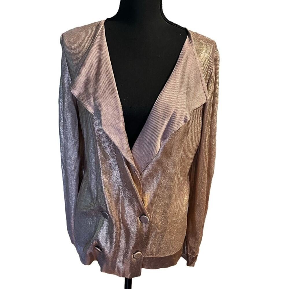 Luxury Emporio Armani Rose Gold Draped Double Breasted Blazer Sz 46